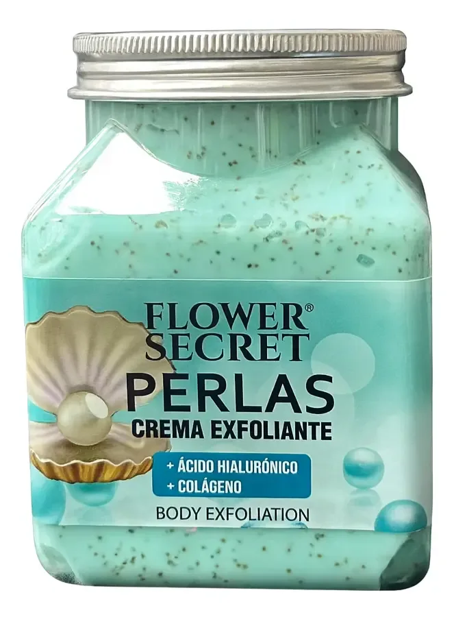 Crema Exfoliante Corporal Flower Secret Perlas Ácido Hialurónico + Colágeno 500 ml